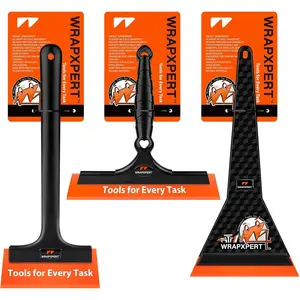 WRAPXPERT Window Tint Tools Kit, 3 Pack Window Tint Squeegee for Windshield Auto Tinting, Professional Long Handle Tinting Squeegee for Front Windows, Rear Glass, Side Doors for Car, SUV Van Glass