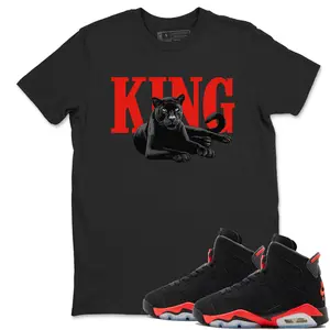 Unisex T-shirt To Match Sneakers Jordan 6 Reverse Infrared - King Black Cat. 100% Cotton for Casual Wear. Comfortable Summer Unisex T-Shirt to match Jordan Sneaker. Streetwear Style. urban outfitters