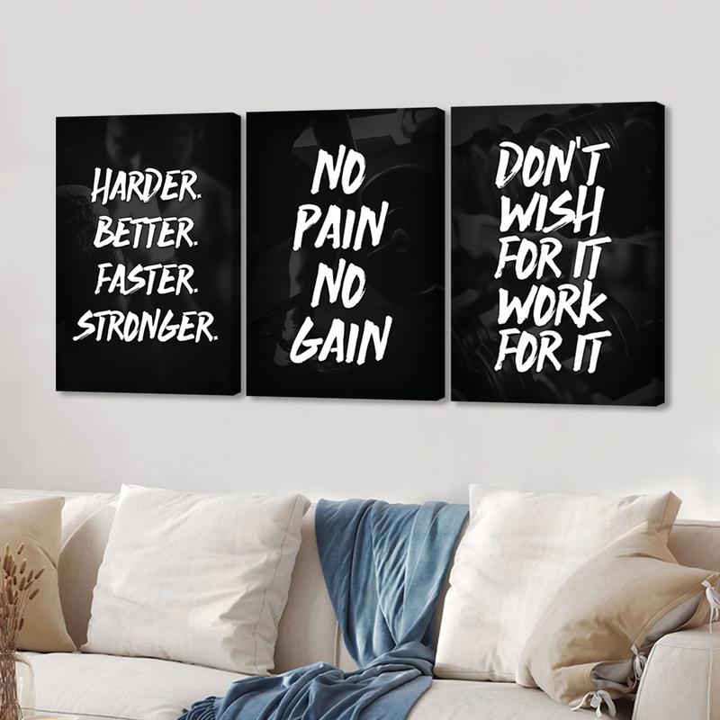 3Pcs Wooden Framed Canvas Painting, Black And White Cityscape With Motivational Quotes, Exquisite Poster, Home Decoration, Pattern Wall Art Decor, For Living Room, Bedroom, Office, Restaurant, Bar Wall Decor, Odorless, Painting, Print Artwork.