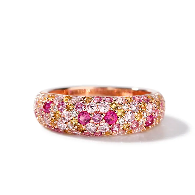 Jeulia "Dream Garden" Multi-color Stones Shiny Sterling Silver Women's Band Sterling Silver Zircon Engagement Ring