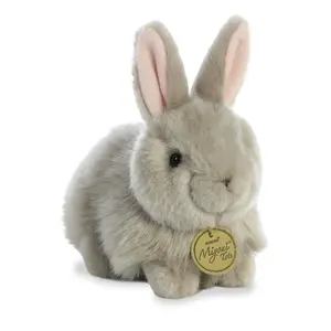 Aurora Realistic Miyoni Angora Bunny Grey Stuffed Animal - Lifelike Detail - Cherished Companionship - Gray 7.5 Inches