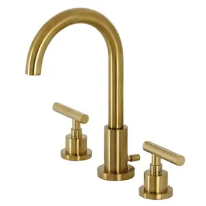 Kingston Brass  Manhattan Widespread Bathroom Faucet with Brass Pop-Up, Brushed Brass