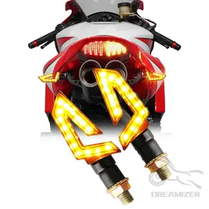 DREAMIZER 2PCS Motorcycle Turn Signals Arrow 12V 15 LED Motorbike Blinkers Indicators Compatible with Honda Yamaha Suzuki Street Sports Bike Dirt Bike Cruiser Scooter Quad Off Road