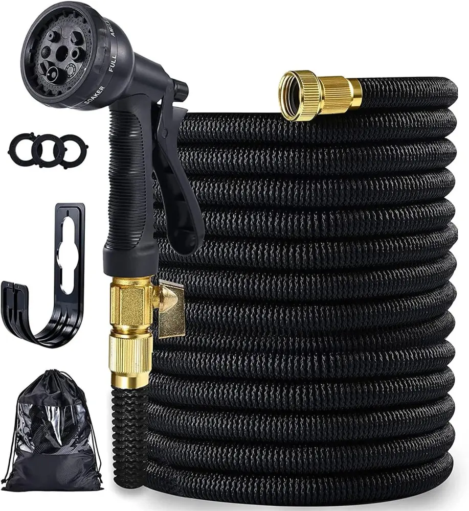 100ft Portable Heavy-Duty Garden Water Hose, 4X Stronger Deluxe Expandable Flexible Hose with 10-Function Nozzle for Outdoor Watering, Portable Garden Hose
