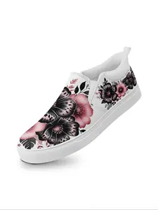 Women's Fashionable Floral Print Slip on Sneakers, Casual Comfortable Lightweight Breathable Sports Shoes, Female All-match Round Toe Shoes for Daily Wear, Casual Breathable Footwear, Walking Shoes