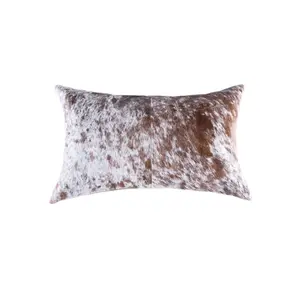 Natural 676685025548 12 x 20 in. Torino Cowhide Pillow - Salt, Pepper Brown & White