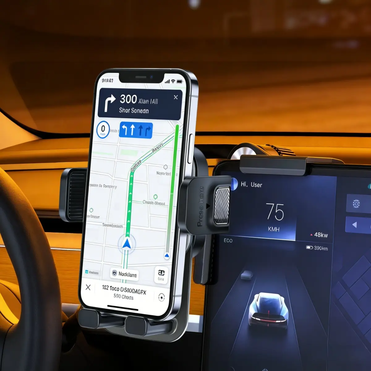 For Tesla Model 3/Y/S/X Cybertruck Screen Car Screen Phone Mount For Magsafe, 360° Rotatable Telescopic Rod, Universal Fits for 4.7-7" iPhone Samsung Smartphones, Quick Install Hands-Free Navigation Phone Holder Accessories