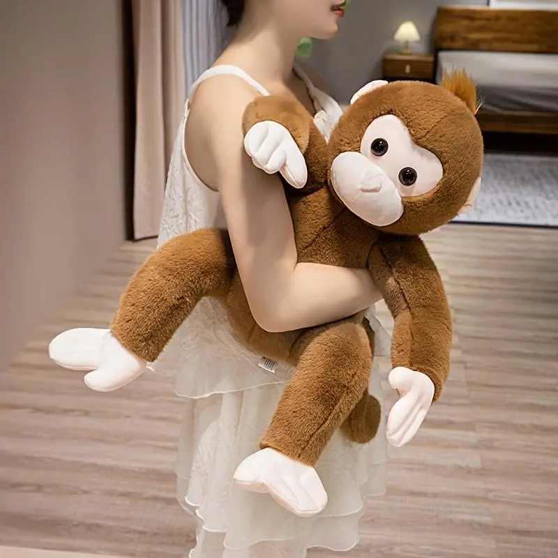 1pc Kawaii Polyester Monkey Plush Toy - 40cm/15.75in Unisex Realistic Stuffed Animal, Cuddly Hug Pillow, Ideal Kids Christmas Gift