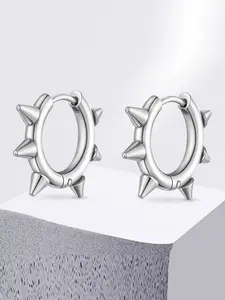 2pcs Stainless Steel Hypoallergenic Spike Circle Round Hoop Earrings 20.2x16mm, Gothic Punk Style Jewelry for Men, Perfect for Parties and Festivals