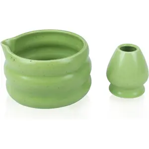 Japanese Matcha Bowl Glazed Ceremonial Bowl with Whisk Holder for Matcha Tea