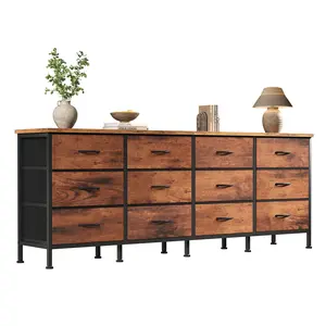 12 Drawer TV Stand Dresser – Supports 80 Inch TV & Massive Storage Capacity – Multi Functional Media Console For Living Room And Bedroom Organization