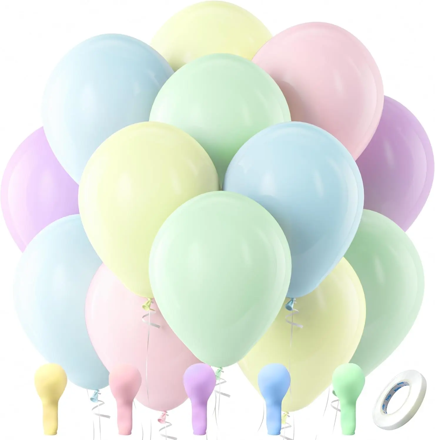 100 Pcs Pastel Latex Balloons, 12 Inch Round Macaron Colorful Helium Balloons for Easter, Birthday, Rainbow Party, Bridal Shower & Wedding Decor