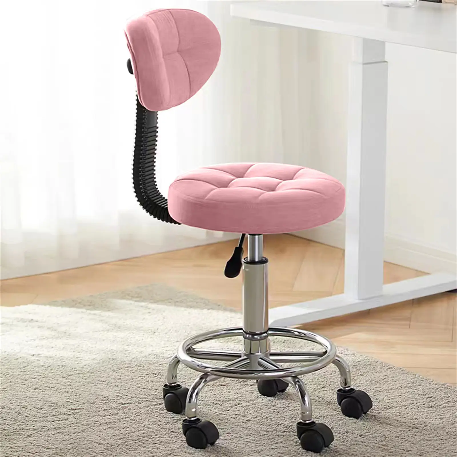 【Back To School】 Modern Office Desk Chair Rolling Stool Computer Chair with Low Back Height Adjustable Work Home Salon Drafting Swivel Task Chair with