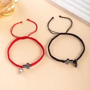 Handmade Woven Couple Bracelets Love Magnetic Bracelet Cross Guardian Bracelet Best Friend Friendship Bracelet Jewelry
