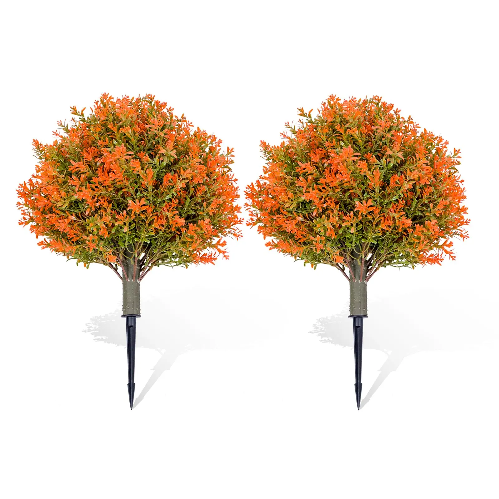 Artificial Topiary Trees Set of 2, Topiary Trees with Metal Ground Spike for Winter and Fall,Christmas Topiary Tree Outdoor Front Porch Garden
