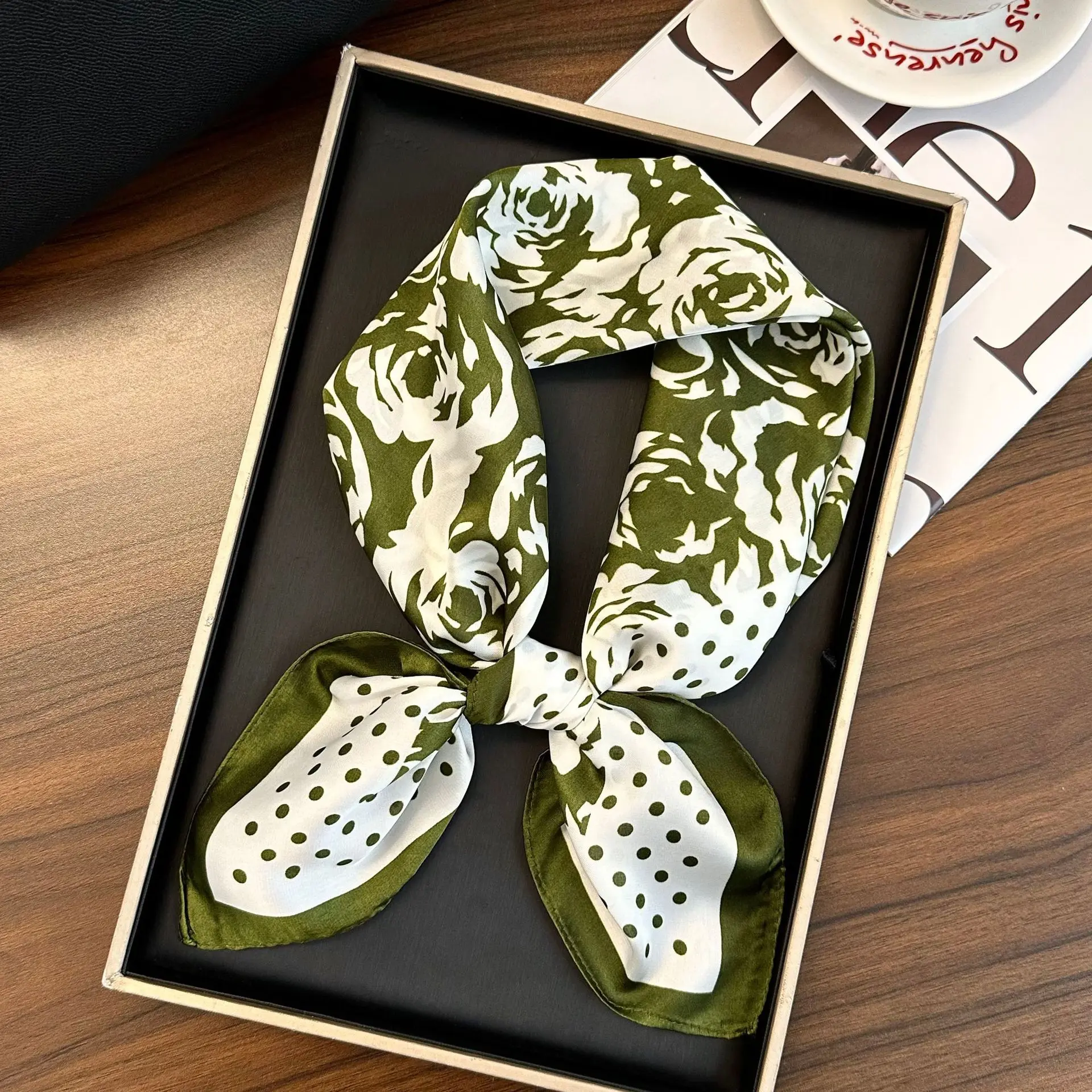 Camellia, polka dots, matcha green