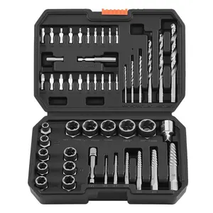 VEVOR Screw Extractor Set with Drill Bits, 49 Pieces, Easy Out Nut Bolt Extractors and Drill Bits, with Adapters, Solid Storage Case, Cr-Mo Steel for Removing Rounded, Broken, or Stripped Fasteners