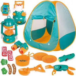 Pop Up Tent with Kids Camping Gear Set, Kids Play Tent Outdoor Toys Camping Tools Set for Kids