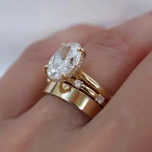 Solarii Oval Cut 3.5ct White Stone 3PC Ring Set – 5A Cubic Zirconia CZ, 925 Sterling Silver, Perfect for Daily Wear for Women – Look at This, Refresh Your Look, Find Your Perfect Travel Suit