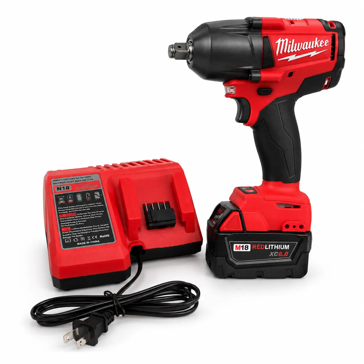 Milwaukee 18V Cordless Electric Wrench 900N.M Torque Brushless Impact Wrench with 12.0Ah Battery for Professional & DIY Use Powerful Performance Long-Life Battery