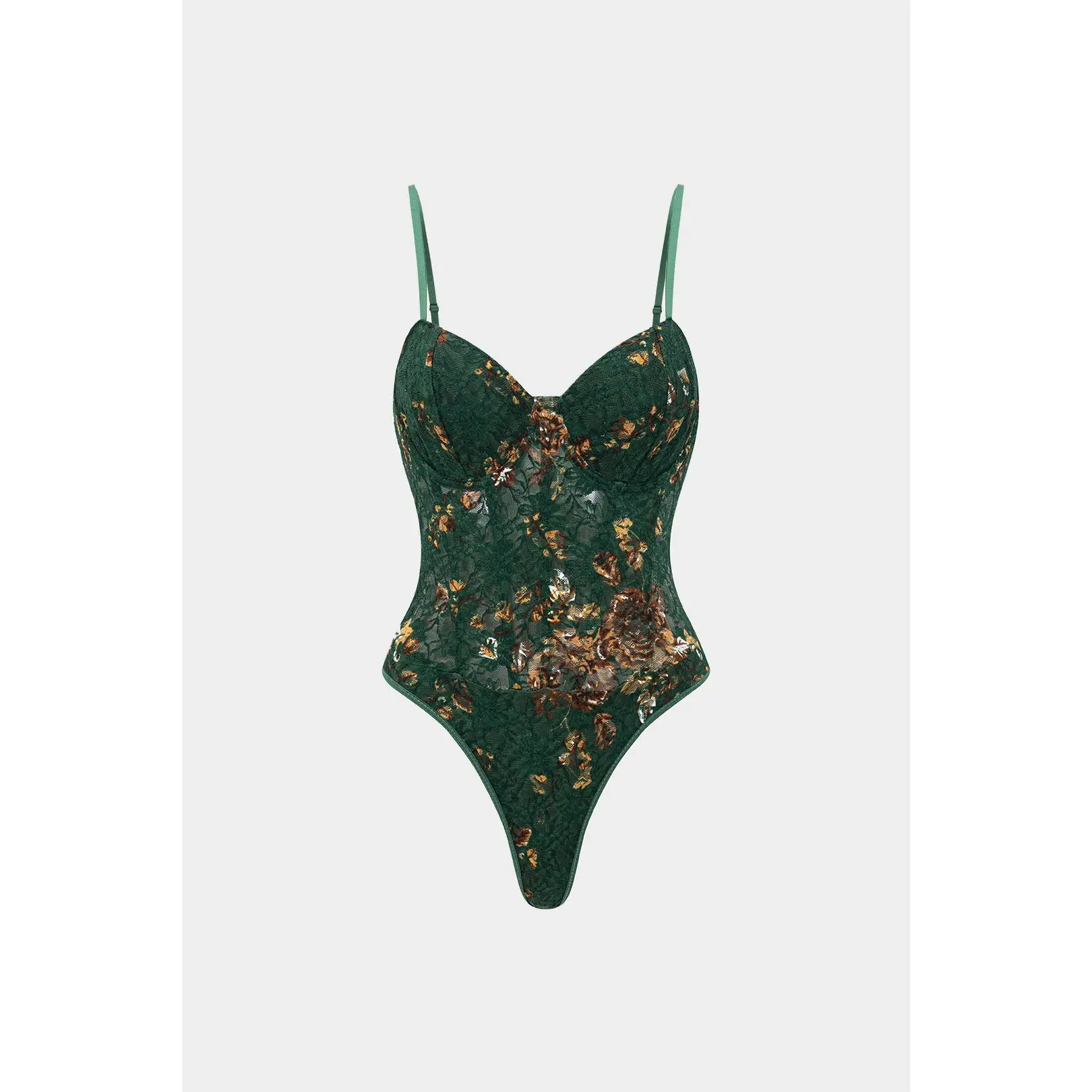 Floral Print Embroidery Bustier Corset Slip Sleeveless Bodysuit