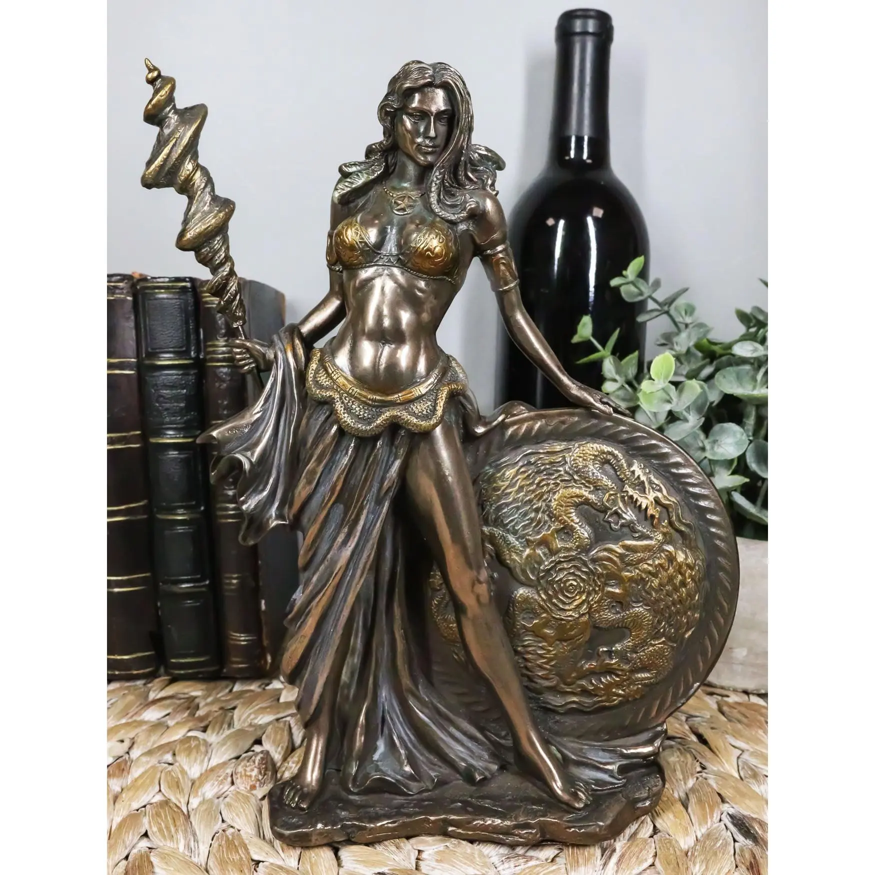 All Mother Goddess Frigga Holding Spear And Shield Statue Norse Asgard Wife Odin