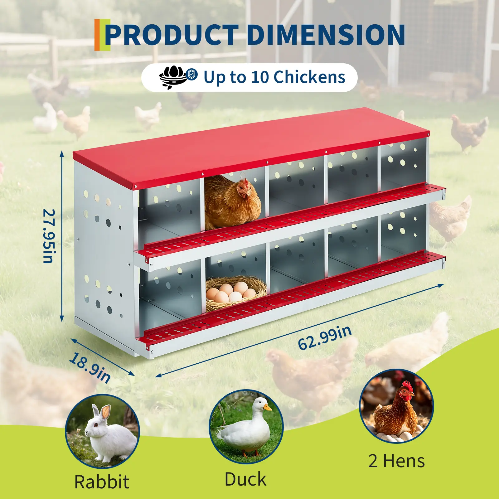 With cover - red 10 girds