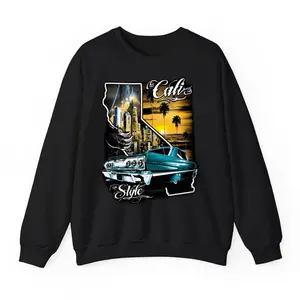 California Lowrider Sweatshirt Cali Style Low Rider Urban Streetwear Men's Tee New Chicano Mexican Clothing Menswear Streetwear Crewneck Long Sleeve Sweatshirt