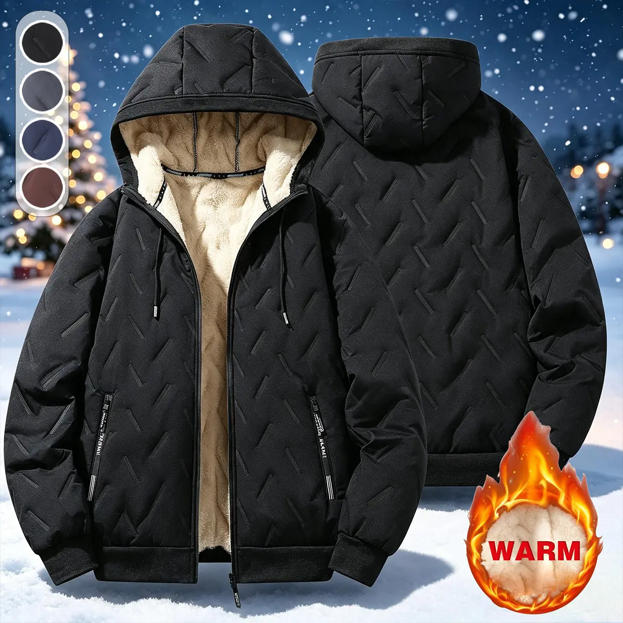 Men's Windproof Insulated Hooded Jacket outdoor clothing windbreaker fit solid color hoodie men New men's hooded cotton coat; thickened and warm cotton coat; this year's popular cotton coat; ultrasonic cotton coat; toothbrush coat for men. long sleeve hoo