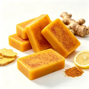 Lemon Turmeric & Kojic Acid Soap Bar, Brightening Face and Body Soap for Men and Women, Daily Cleansing Skincare with Soap Saver Bag, Gentle Moisturizing Soap