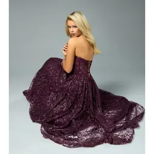 Aria Glitter Sequin Tulle Lace-Up Ball Gown