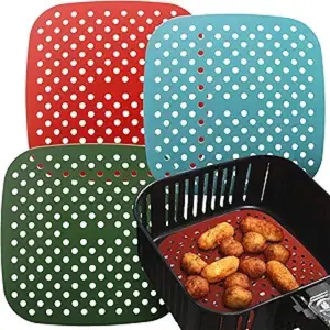Reusable Silicone Air Fryer Liners 8.5 Inch by 3pcs- Non Stick Easy Clean Air Fryer Liners Reusable Mats Air Fryer Accessories