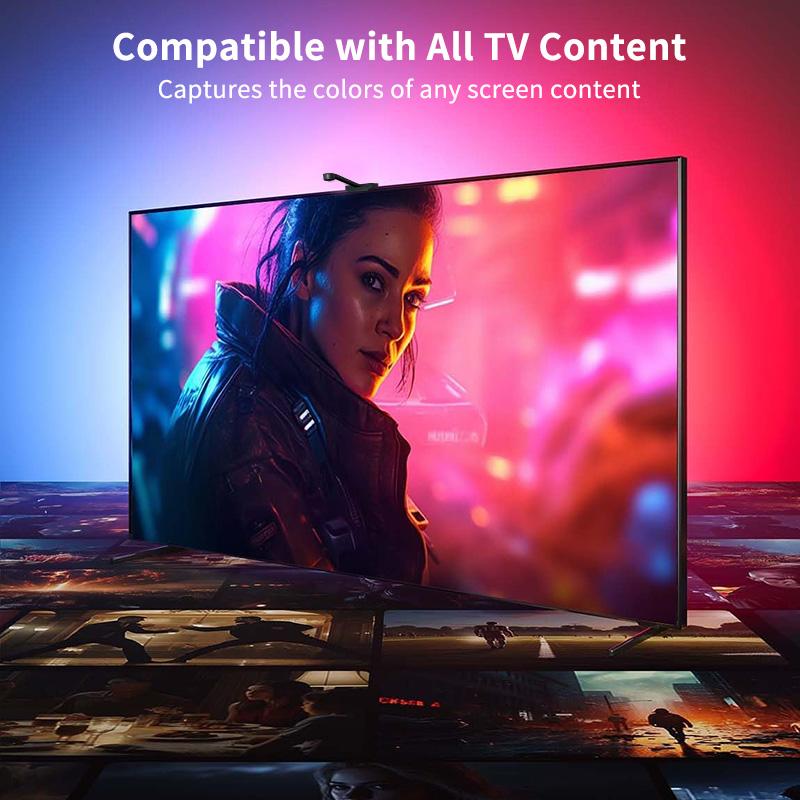 EISSLOLY TV Backlight Camera,Strip for 40-85 Inch Tvs LED Light Bar Syncs with Screen, USB Powered, Remote Control, Auto Color Detection,No need to download an app