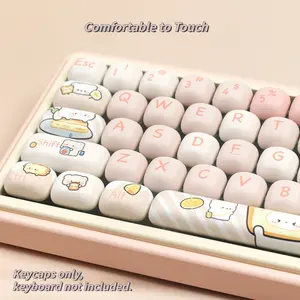 New Bread Bear Theme 120 Key Pbt Material Keycaps, Mog Height Profile Design, Full Color Heat Sublimation, Durable Anti-Grease Mechanical Keyboard Keys