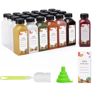 Plastic Juice Bottles 150 count 12 oz Empty Plastic Water Bottles with Caps  Clear Beverage Containers for Drinking, Juicing, Smoothie, Water with 2 Brushes, 2 Funnels, 160 Stickers (12 OZ)