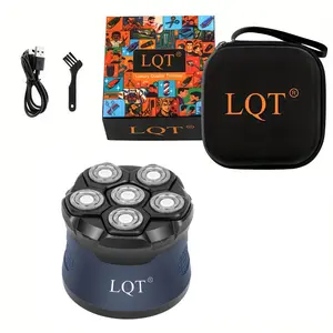 LQT 6-Blade Head Shaver for Men, Cordless Electric Bald Head Razor with Storage Case, USB Rechargeable Wet/Dry Grooming Kit for Bald Heads, Beard & Body Shaving