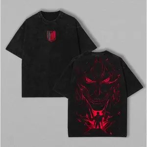 Eren Yeager Titan Levi Ackerman Attack on Titan Vintage Washed Unisex Heavyweight Cotton Anime T Shirt Graphic Streetwear Tee Ideal Gift For Anime Fans Mens Casual Apparel