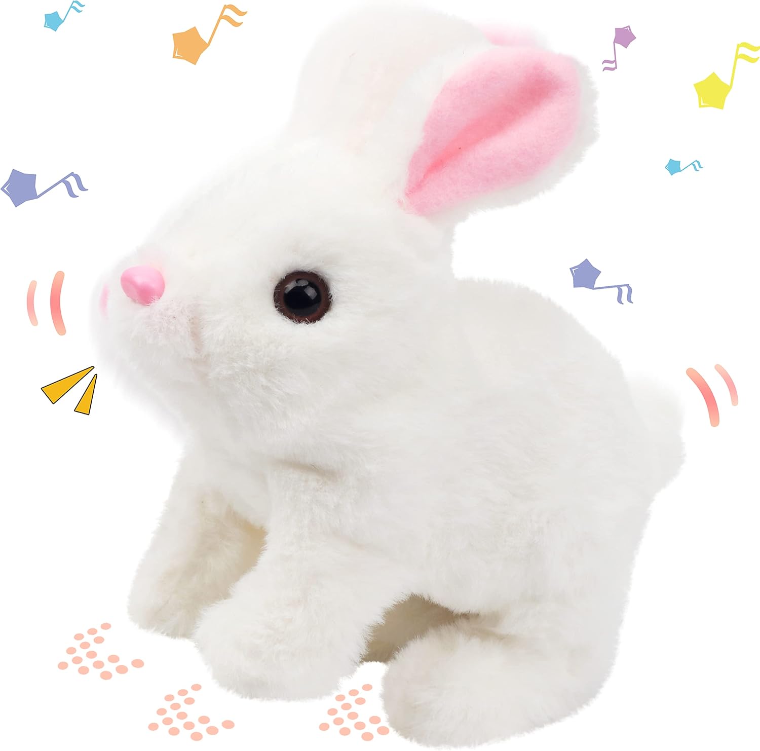 Hopping Bunny Rabbit Interactive Electronic Pet Plush Bunny Toy with Sounds & Movements Animated Walking Wiggle Ears, Easter Gift  7''