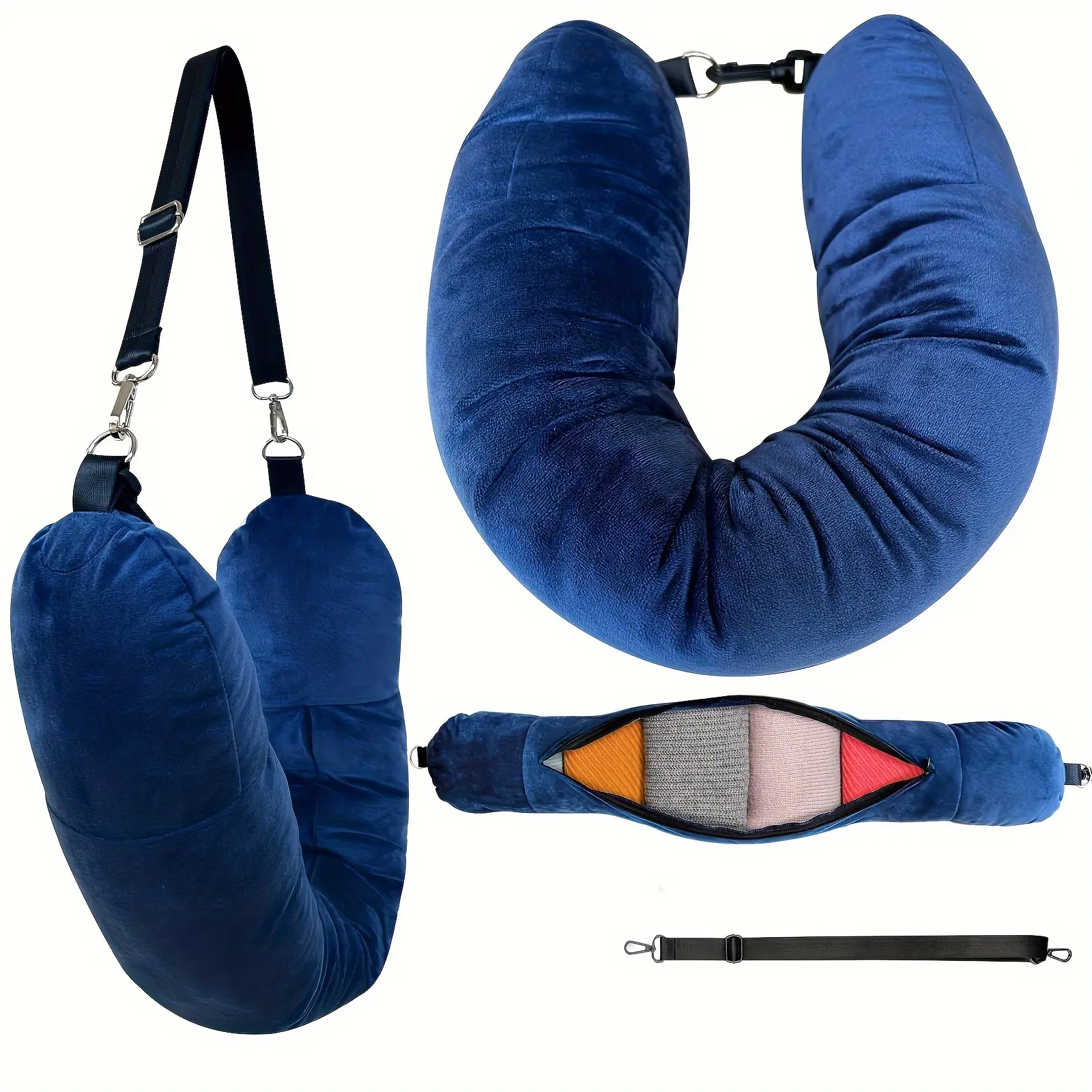New Travel U-Shaped Neck Pillow, Portable Outdoor Multifunctional Pillow Fillable with Clothes, Lightweight Travel Headrest Essential for Flight Picnic & Daily Outing