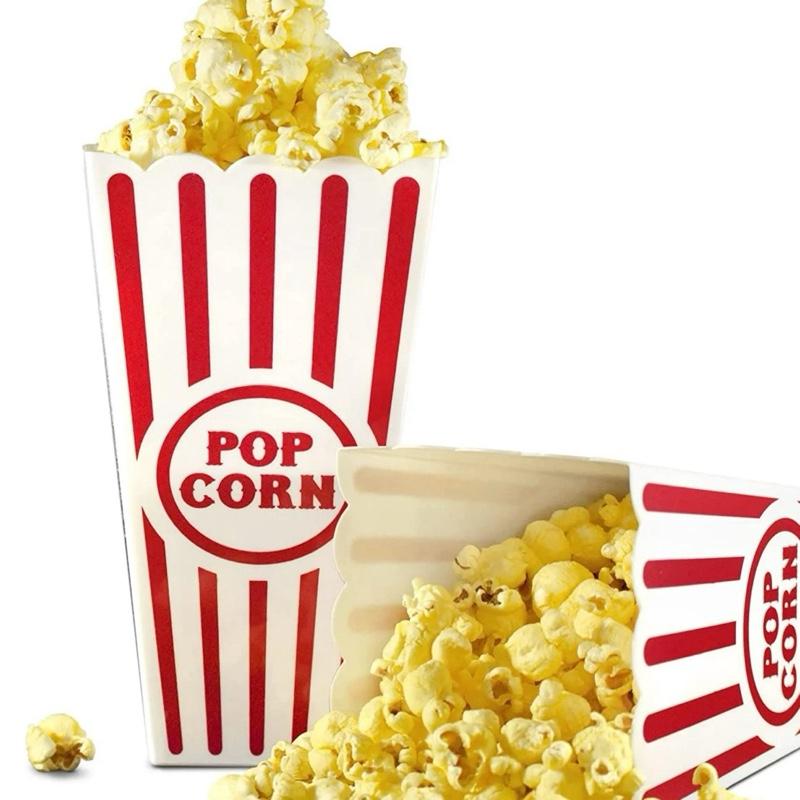Popcorn Buckets 4 Pack - Red & White Design, Ideal for Snacking, Crispy Texture, Perfect for Popcorn