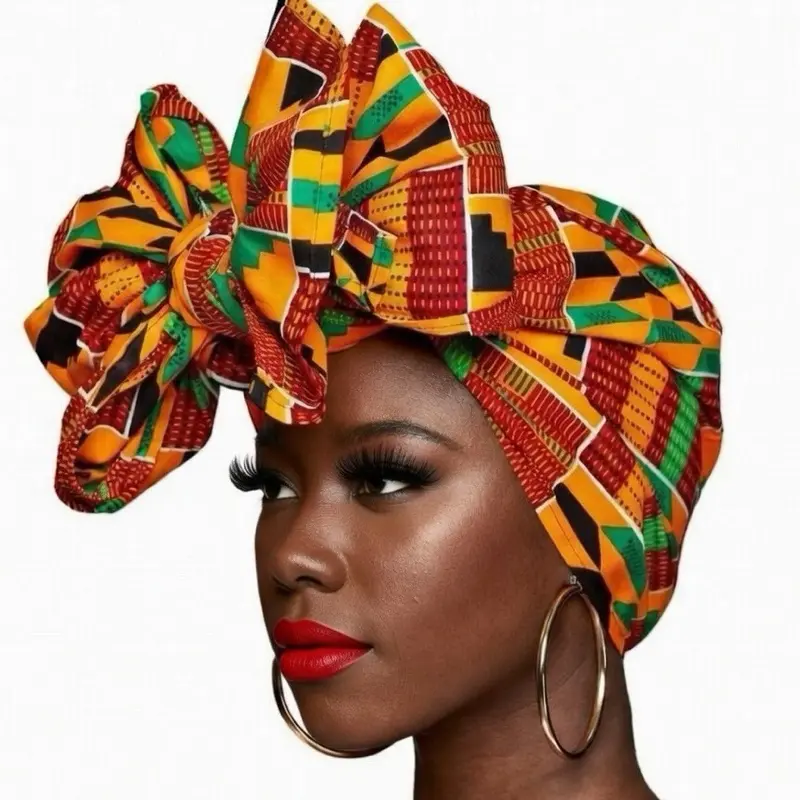 Kente Head Wrap Scarf - Vibrant African Print, Traditional Style, Perfect for Cultural Events & Daily Wear