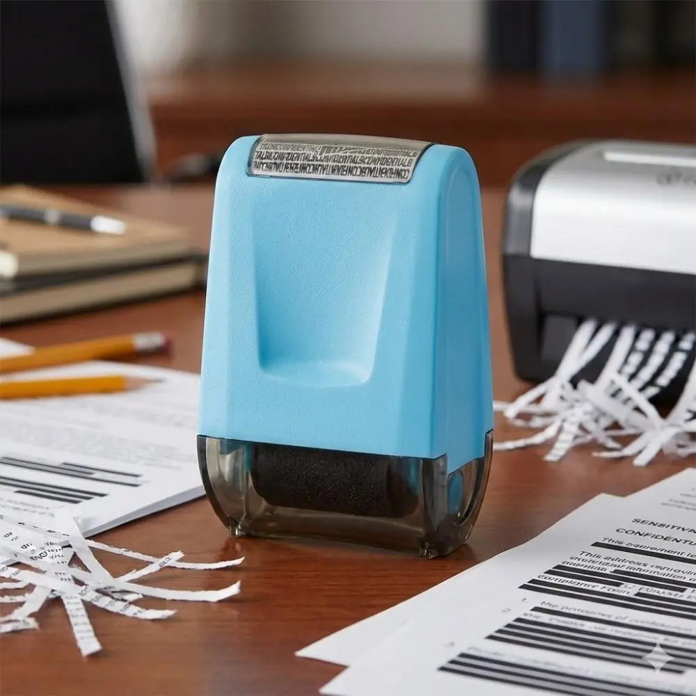 Reusable Metal Rolling Privacy Stamp: Protect Medical Bills, Financial Documents & Personal Info from Identity Theft. Durable Office & Home Security Tool with Leak-Proof Ink for Multi-Scenario Use.