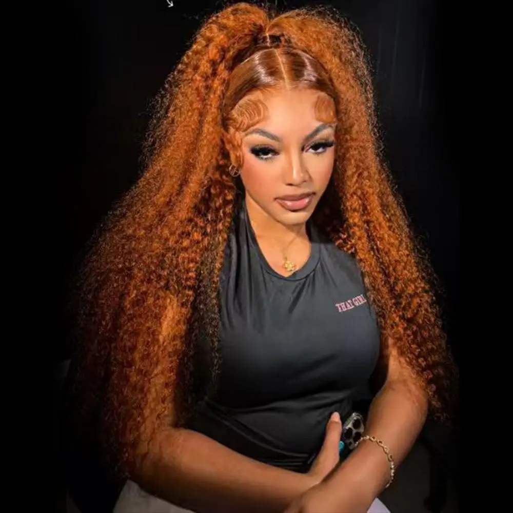 DROSUUD 30 Inch Orange Ginger 13x6 Lace Frontal Wig #350 Color 180 Density Deep Wave Transparent Lace Human Hair Pre Plucked Natural Hairline with Baby Hair#Summervibes