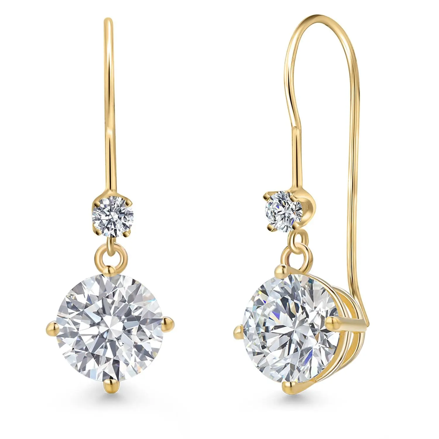 3.13 Cttw Lab Grown Diamond Dangle Earrings for Women | 14K Yellow Gold | Round Center Diamond 1.50 Ct | IGI Certified | D-E Color | VS1-VS2 Clarity