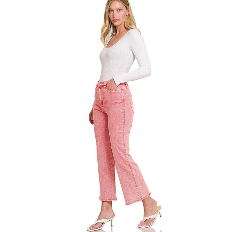 ***DOORBUSTER*** It's About Time 2 Colored Denim Wide Leg Jeans in Ash Pink