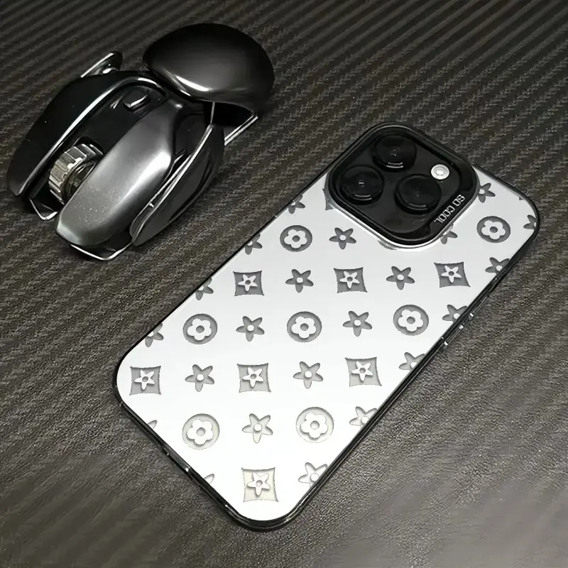 Trendy Monochrome Monogram Phone Case Blending Luxury And Practicality Fashion Laser Craft Phone Case for iPhone 17 16 15 14 13 12 11 Anti-Drop Protection