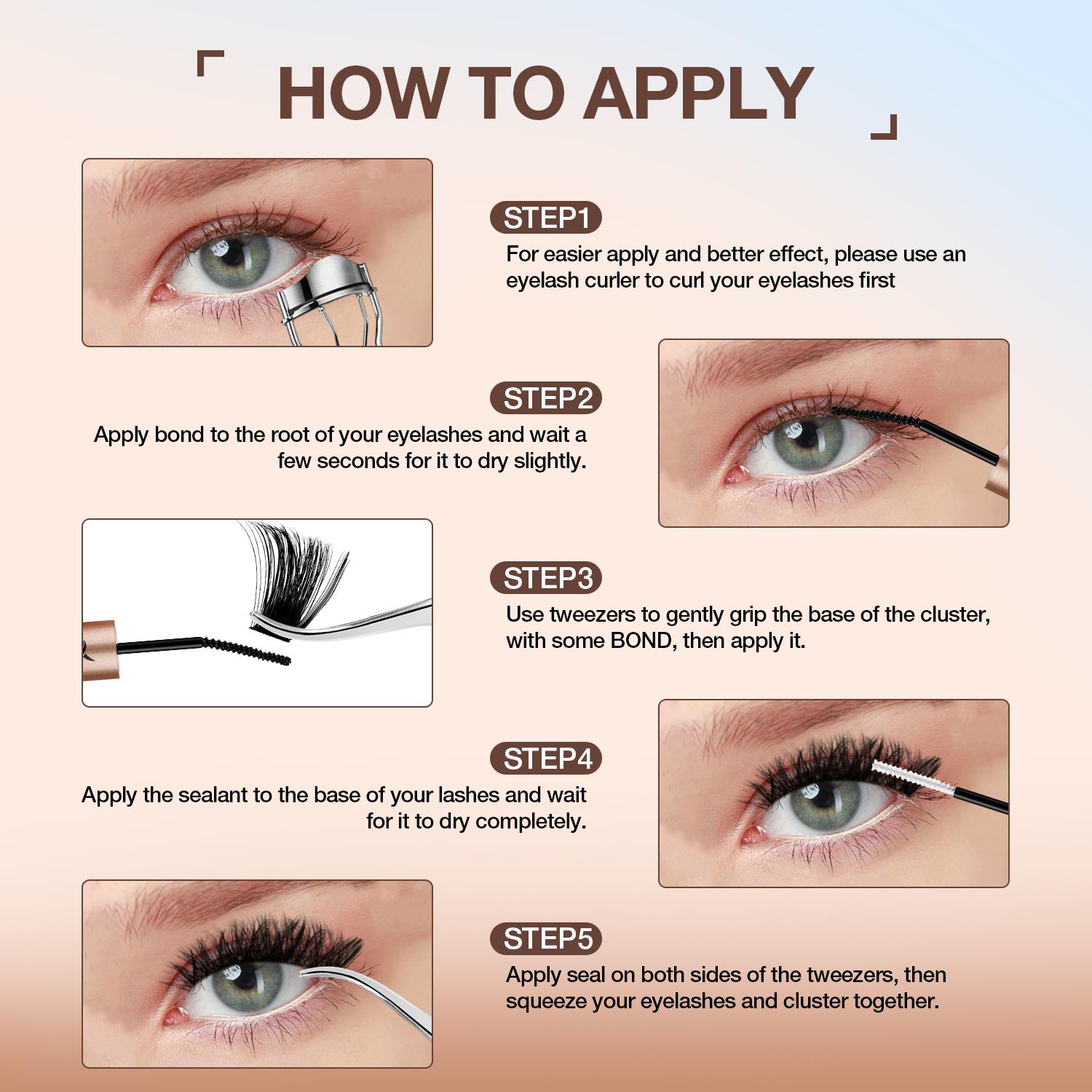 Ailaishi 150D Lash Clusters Kit, 156PCS DlY Eyelash Extensions, 10-20mm Dense Volume Lashes with Bond &Seal、 Remover 、Tweezers for Self Use