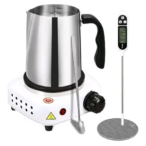 SAEUYVB Candle Making Kit,Candle Making Supplies,Candle Making Kit with Hot Plate,Candle Making Supplies for Beginners with Pouring Pot ，Thermometer and More（White）