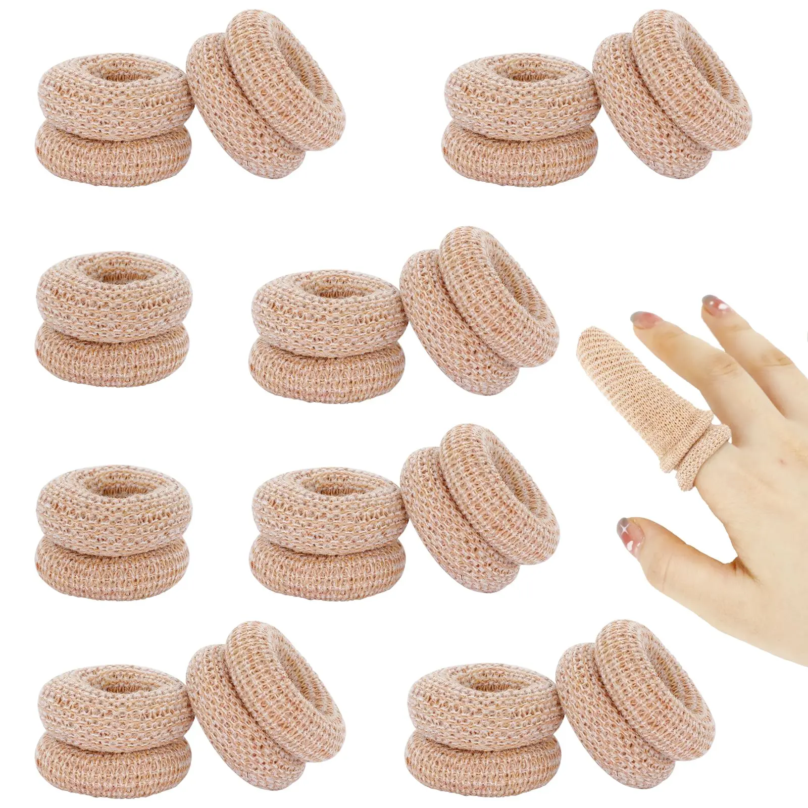20pcs Elastic Finger Bandages  Reusable Thumb Protectors For Wounds Fingertip Covers Gardening Cooking Crafting - Skin Color