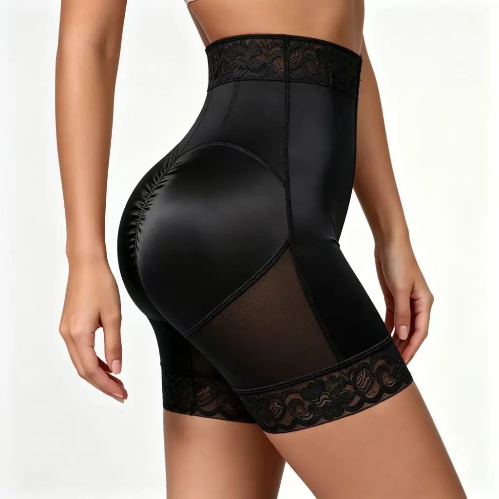 Women's Retro High-Waist Plain Regular Cute Specialty Shapewear Shorts - Single-Breasted Adjustable Zipper, Tummy Control, Butt Lift, Waist Reduction, Lace Trim, Lightweight Soft Minimalist for Wedding, Party